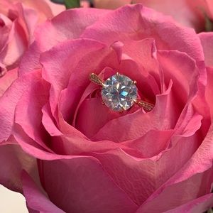 8.5mm IJ color OEC 14k YG Moissanite ring